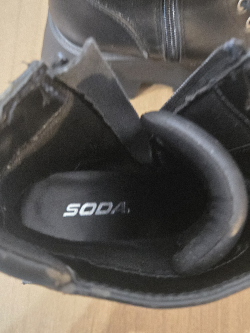Soda Black Chunky Lug Lace-Up Ankle Boots with Buckle - Picture 16 of 16